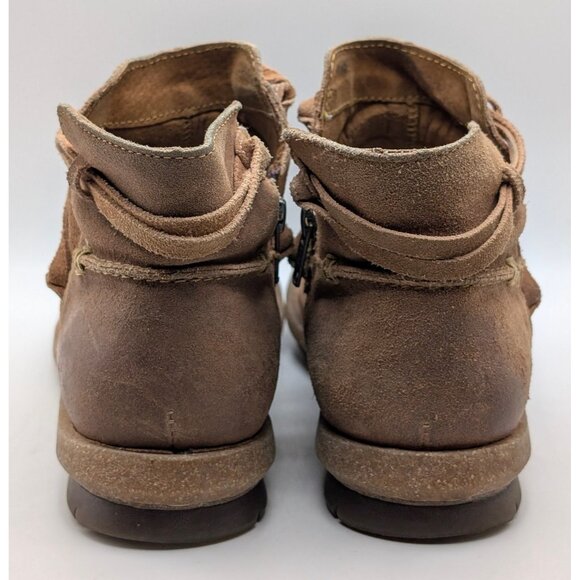 Born Tarkiln Booties Women's 8 EU 39 Brown Side Zip Tie Lace Boots Suede Leather - Picture 5 of 6